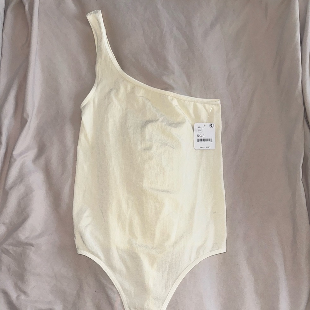 NWT Free People Intimately “Too Late Bodysuit” one shoulder ivory bodysuit